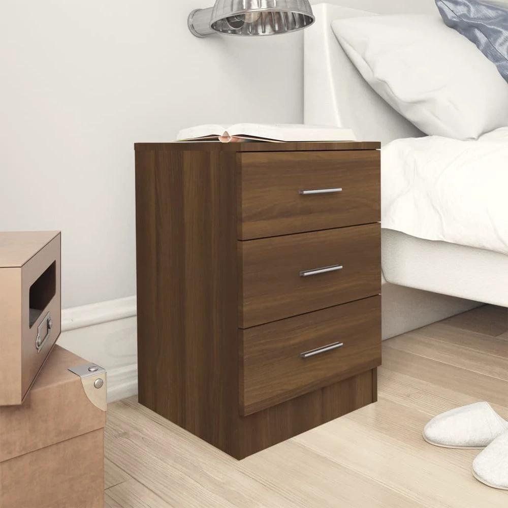 vidaXL Bedside Cabinet Smoked Oak vidaXL 38x35x56 cm Engineered Wood - Nightstands Bedside Table
