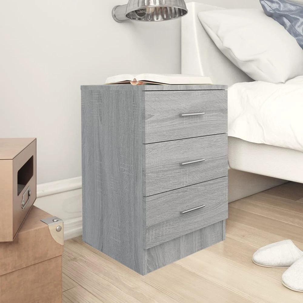 vidaXL Bedside Cabinet Smoked Oak vidaXL 38x35x56 cm Engineered Wood - Nightstands Bedside Table