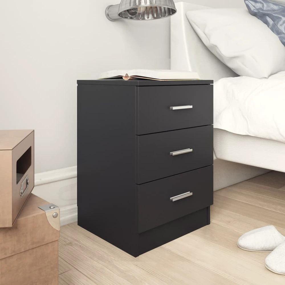 vidaXL Bedside Cabinet Smoked Oak vidaXL 38x35x56 cm Engineered Wood - Nightstands Bedside Table