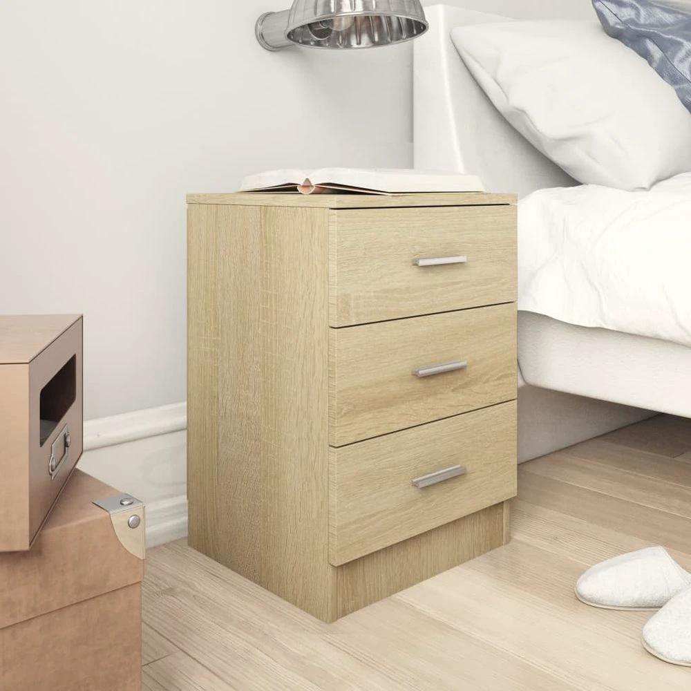 vidaXL Bedside Cabinet Smoked Oak vidaXL 38x35x56 cm Engineered Wood - Nightstands Bedside Table