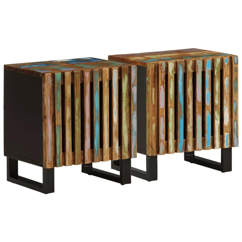 Bedside Cabinet 40x34x46 cm vidaXL Solid Wood Rough Mango by vidaXL