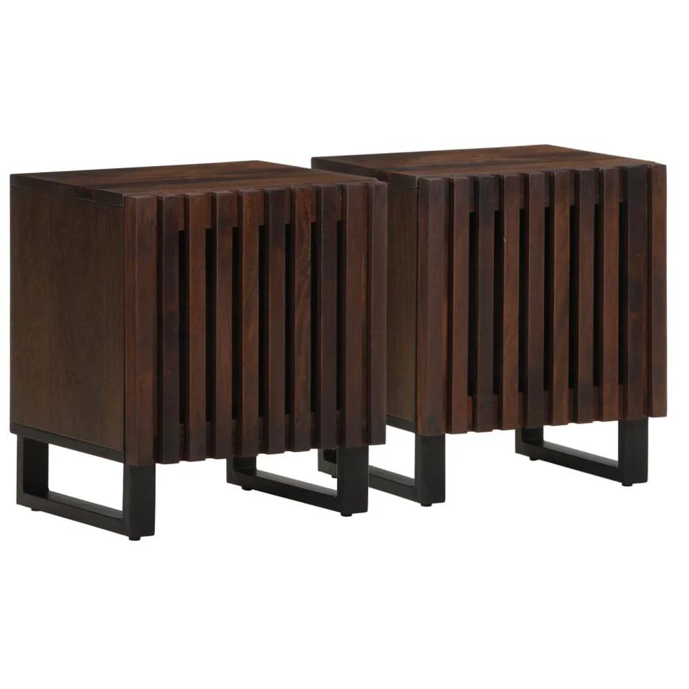 Bedside Cabinet 40x34x46 cm vidaXL Solid Wood Rough Mango by vidaXL