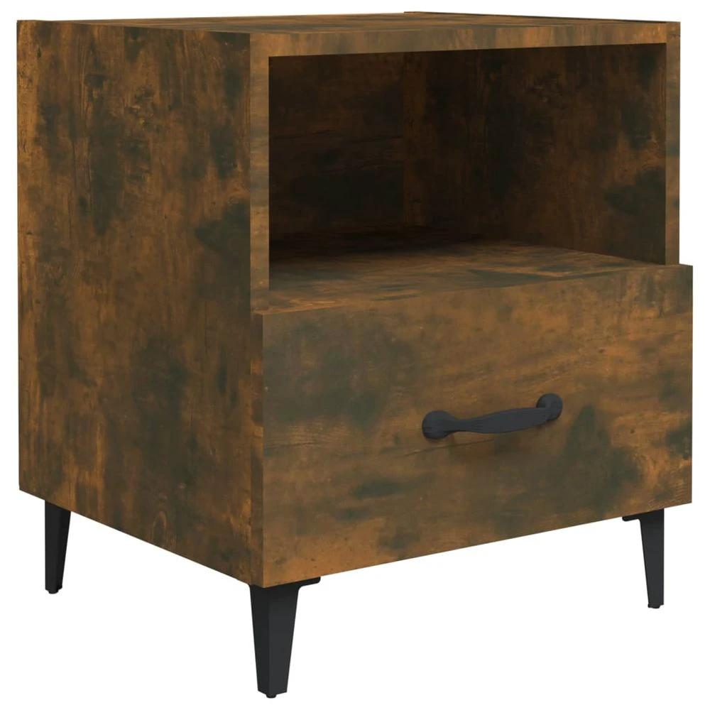 Bedside Cabinet Smoked Oak Engineered Wood vidaXL by vidaXL