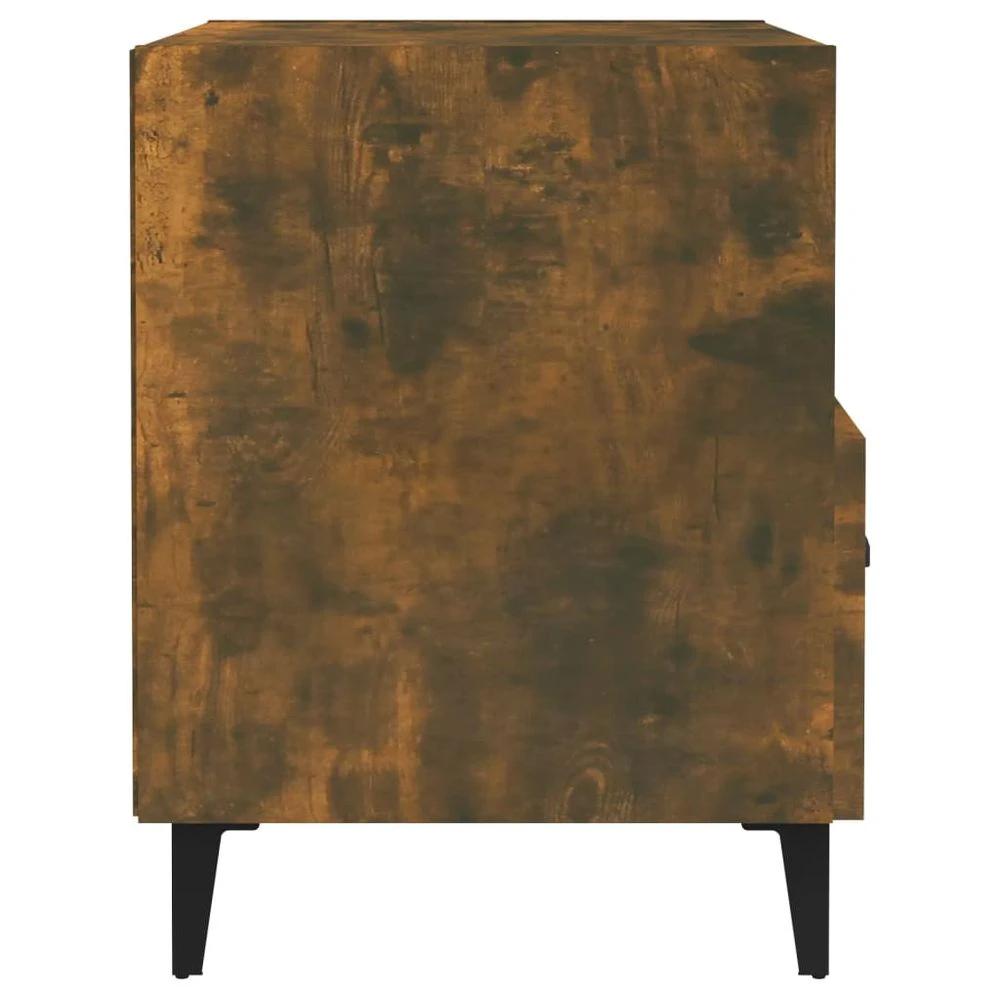 Bedside Cabinet Smoked Oak Engineered Wood vidaXL by vidaXL