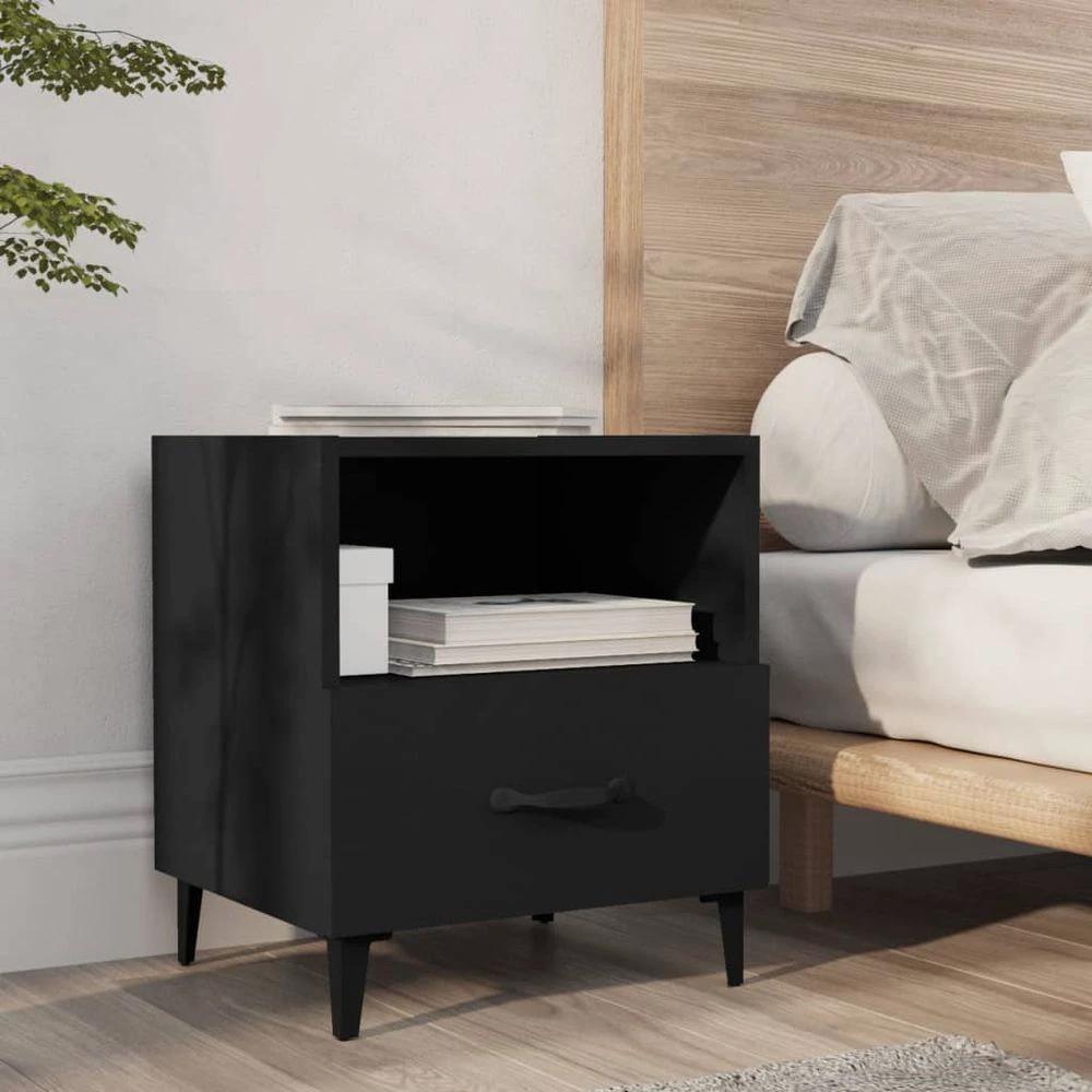 Bedside Cabinet Smoked Oak Engineered Wood vidaXL by vidaXL