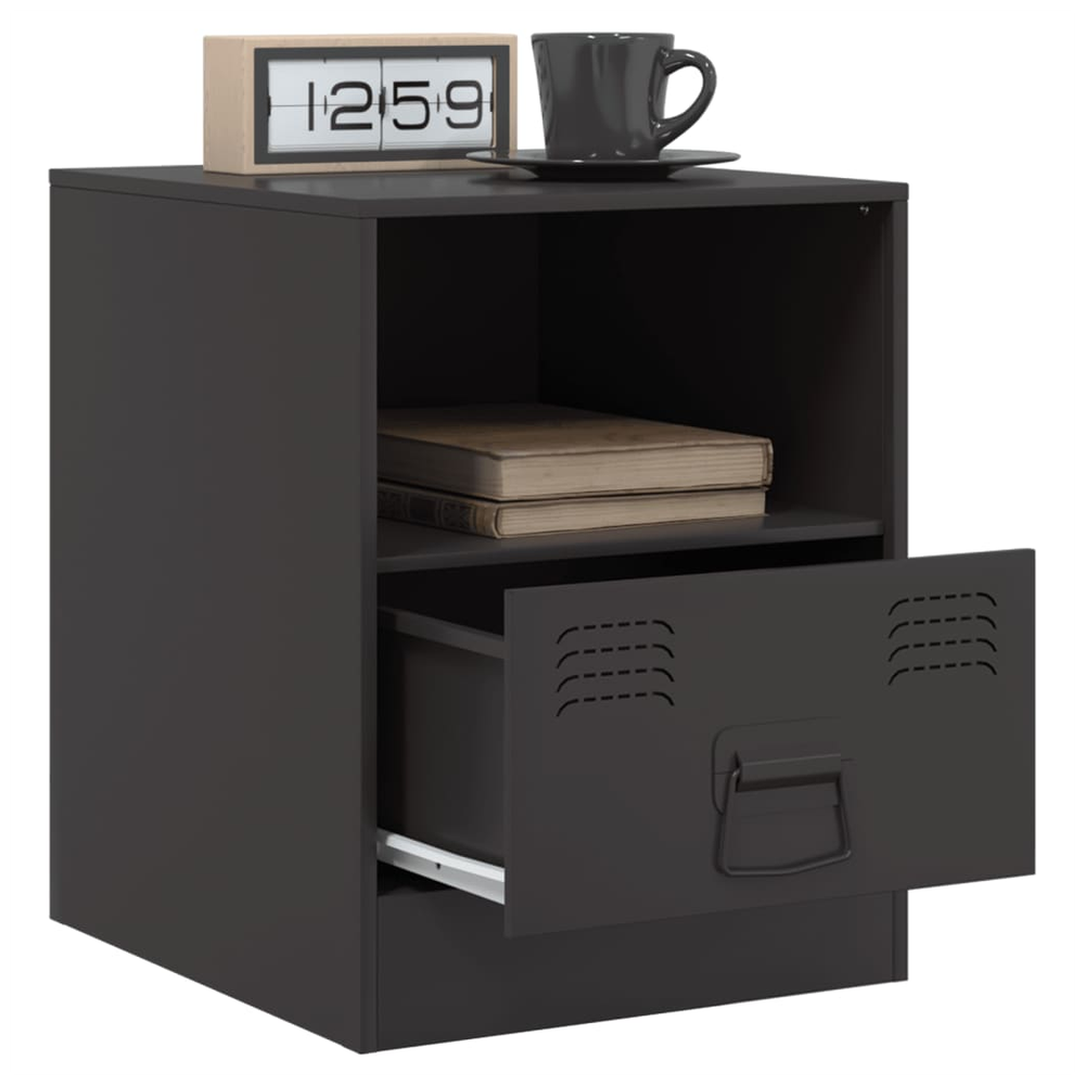Bedside Cabinet Black 34.5x39x44 cm vidaXL Steel by vidaXL