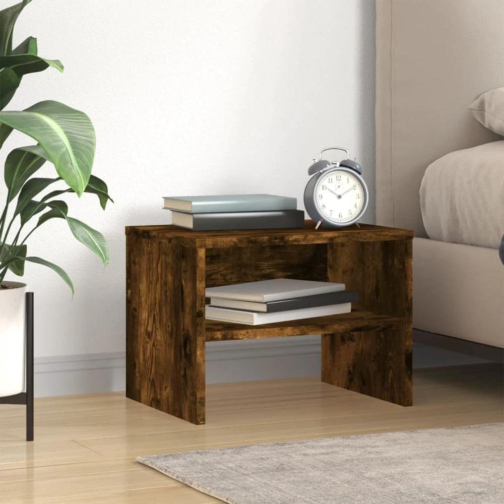 Bedside Cabinet Smoked Oak 40x30x30 cm vidaXL Engineered Wood by vidaXL
