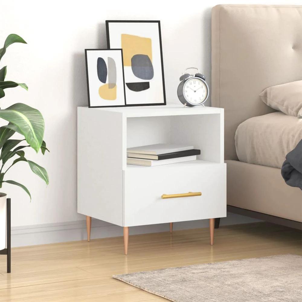 vidaXL Bedside Cabinet White 40x35x47.5 cm vidaXL Engineered Wood - Nightstands Bedside Table