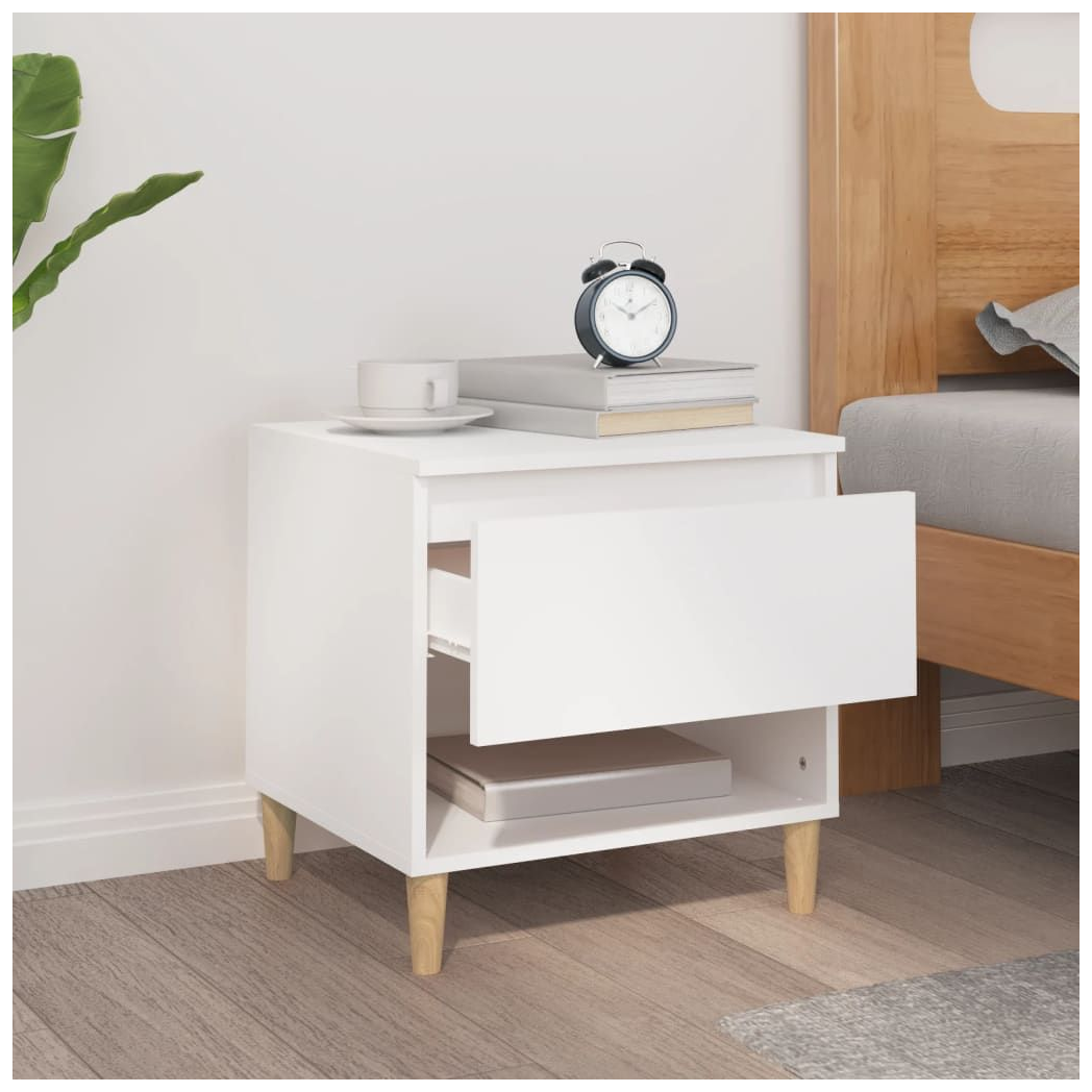 Bedside Table White 50x46x50 vidaXL Engineered Wood by vidaXL