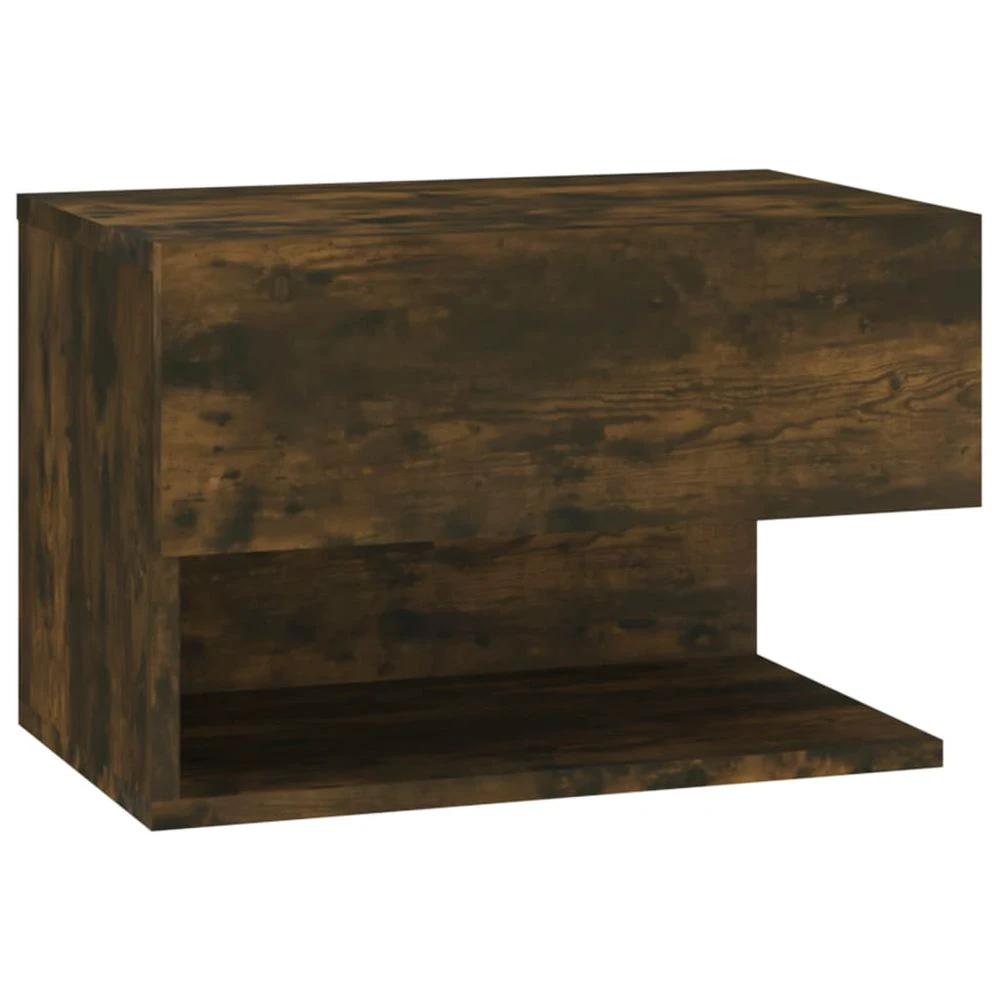 vidaXL Wall-mounted Bedside Cabinet Smoked Oak - Nightstands Bedside Table