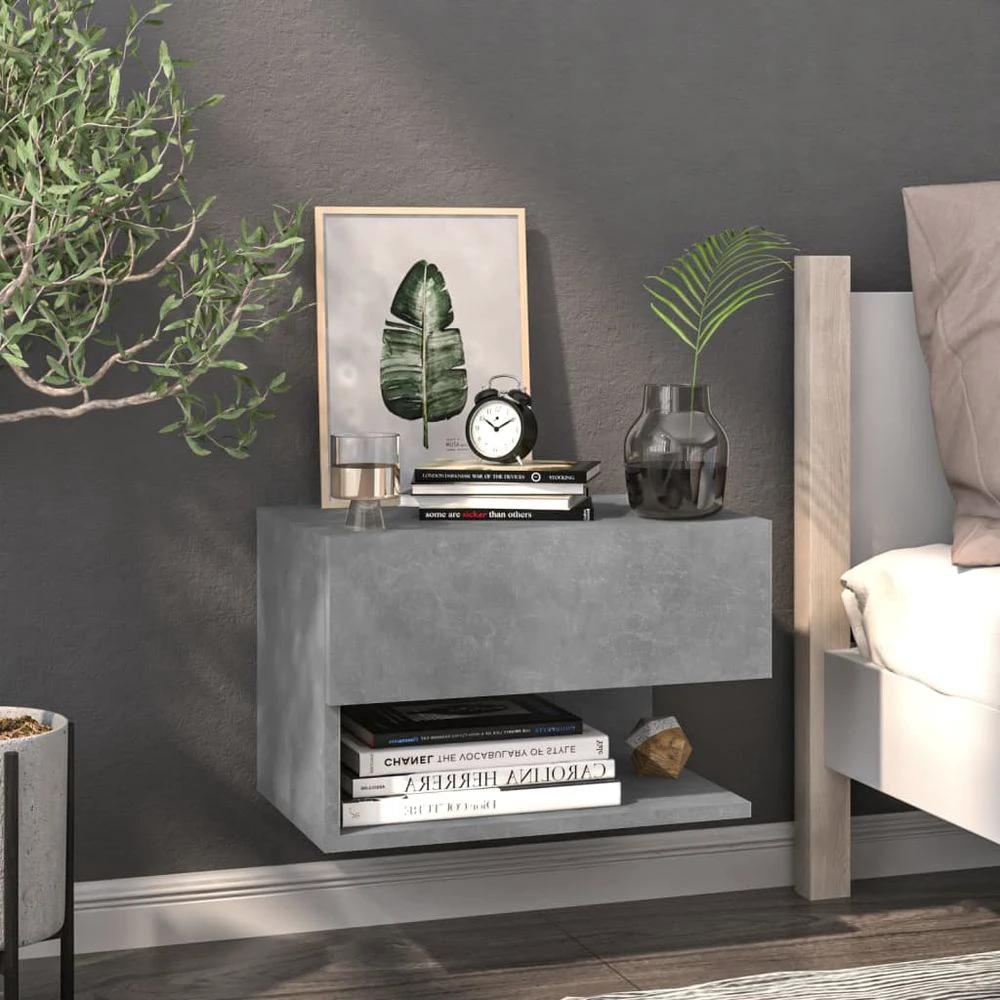 vidaXL Wall-mounted Bedside Cabinet Smoked Oak - Nightstands Bedside Table
