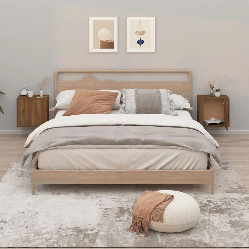 vidaXL Wall-mounted Bedside Cabinet White 50x30x47 cm - Nightstands Bedside Table