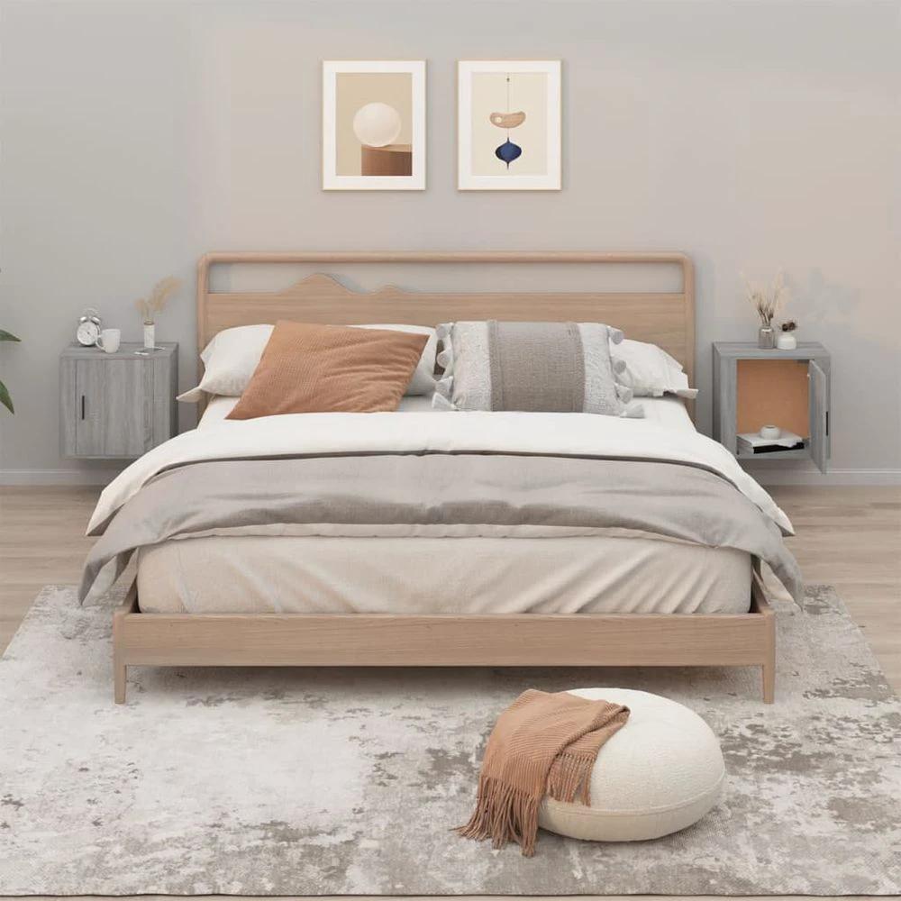 vidaXL Wall-mounted Bedside Cabinet White 50x30x47 cm - Nightstands Bedside Table
