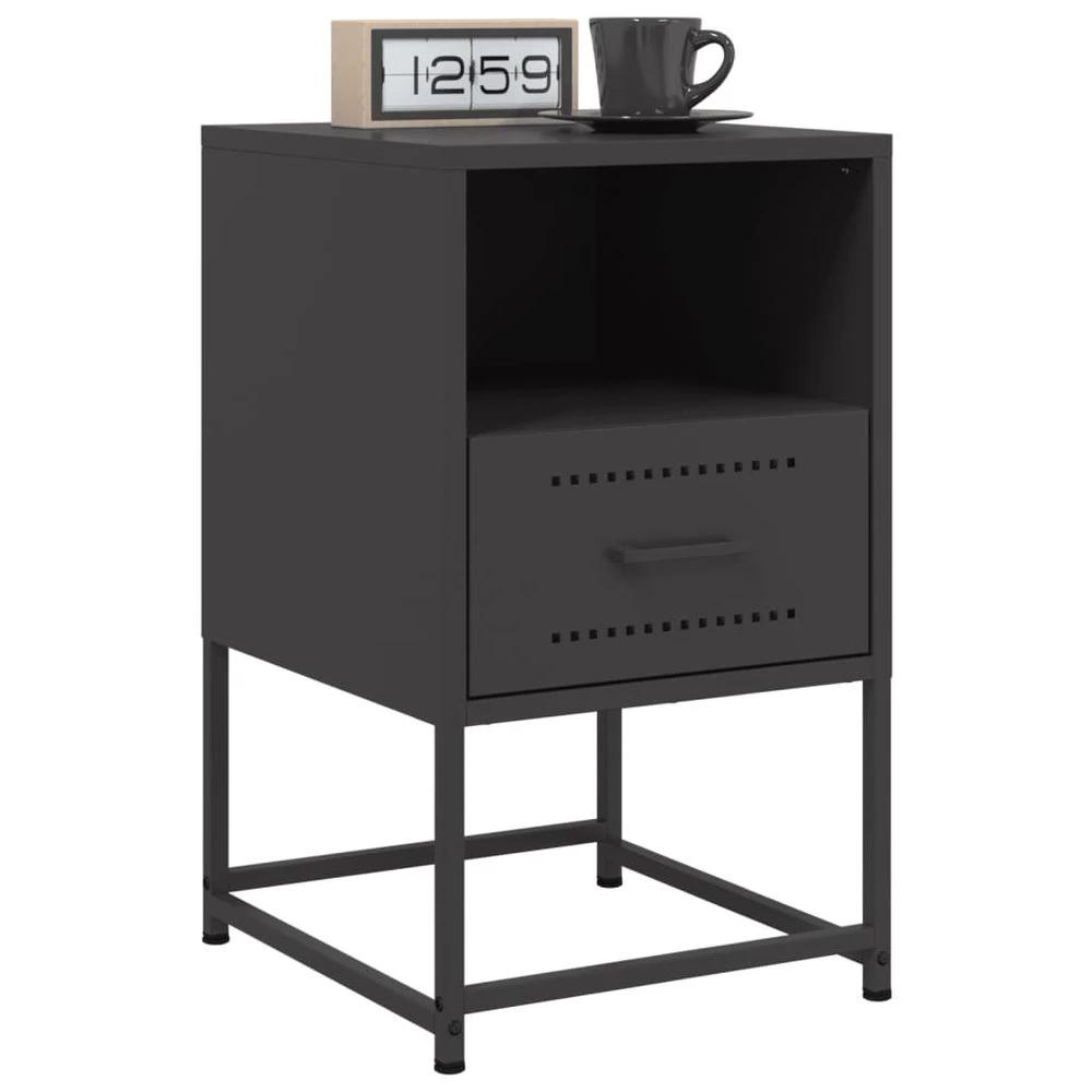 Bedside Cabinet Black 36x39x60.5 cm vidaXL Steel by vidaXL