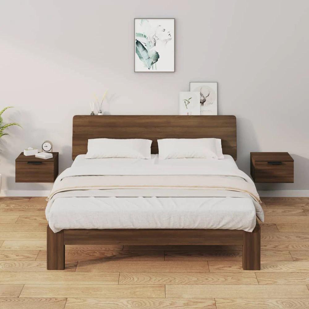 Wall-mounted Bedside Cabinet Smoked Oak 34x30x20 cm by vidaXL