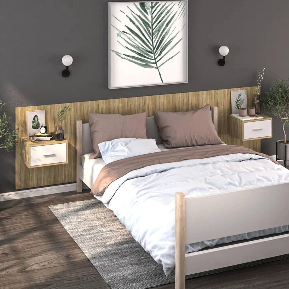 Wall-mounted Bedside Cabinet Smoked Oak by vidaXL