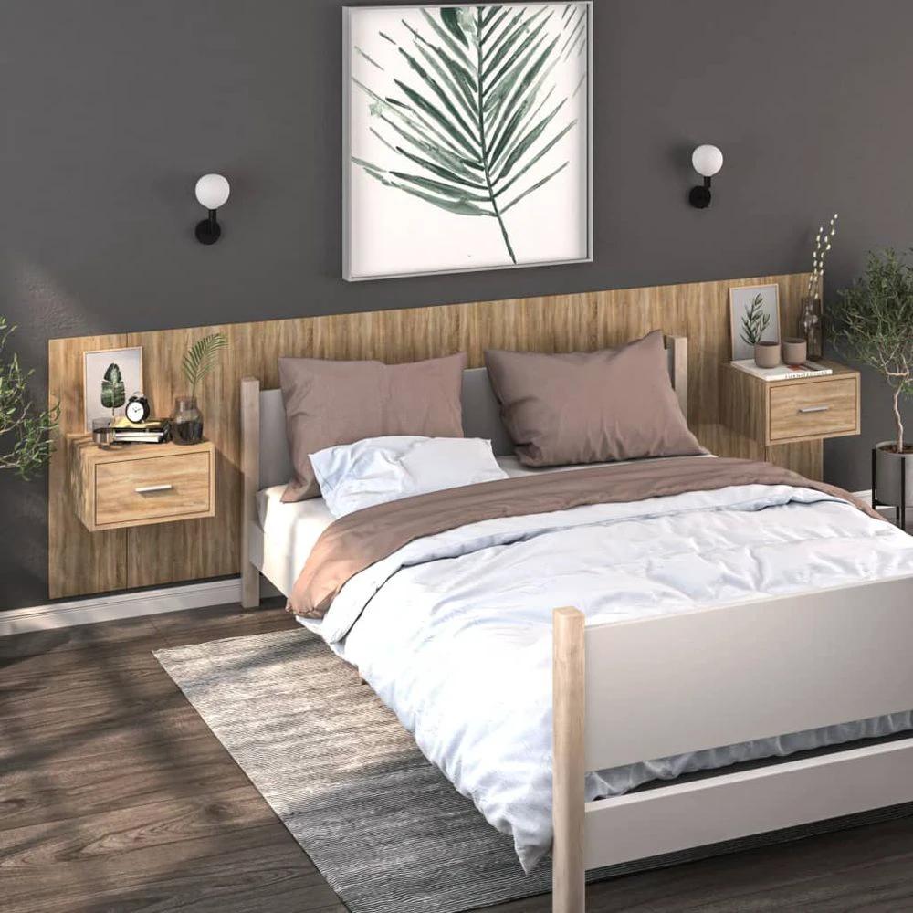 Wall-mounted Bedside Cabinet Smoked Oak by vidaXL