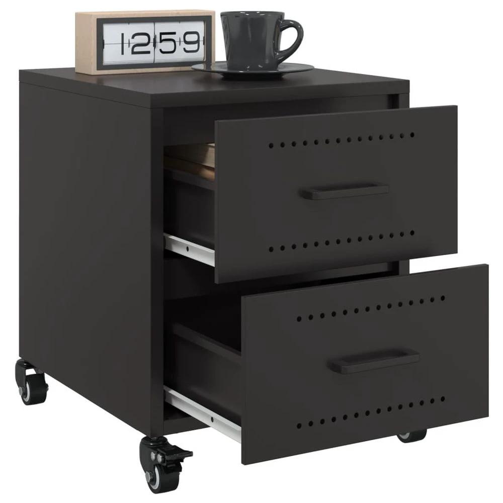Bedside Cabinet Black 36x39x43.5 cm vidaXL Steel by vidaXL