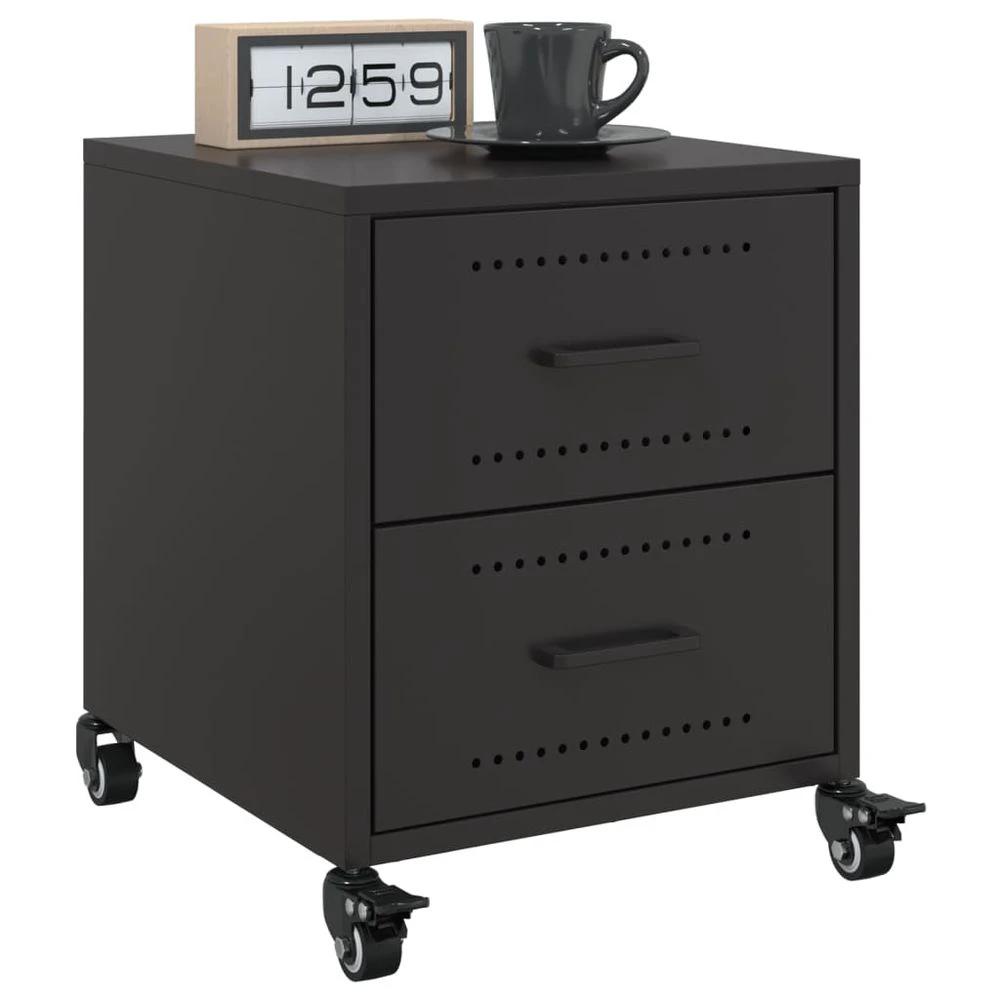 Bedside Cabinet Black 36x39x43.5 cm vidaXL Steel by vidaXL