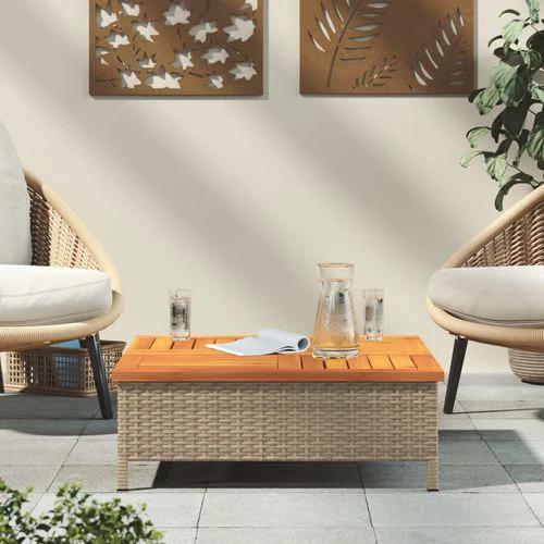 vidaXL Garden Table Black 70x70x25 cm Rattan and Acacia Wood by vidaXL