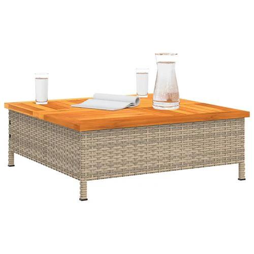 vidaXL Garden Table Black 70x70x25 cm Rattan and Acacia Wood by vidaXL