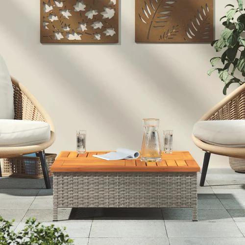 vidaXL Garden Table Black 70x70x25 cm Rattan and Acacia Wood by vidaXL