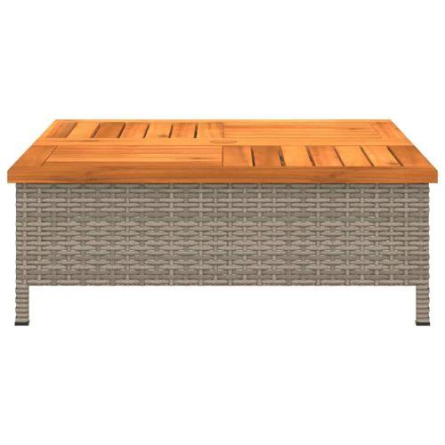 vidaXL Garden Table Black 70x70x25 cm Rattan and Acacia Wood by vidaXL