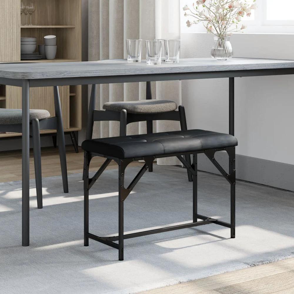 Dining Bench Black 62x32x45 cm vidaXL Steel and Faux Leather by vidaXL