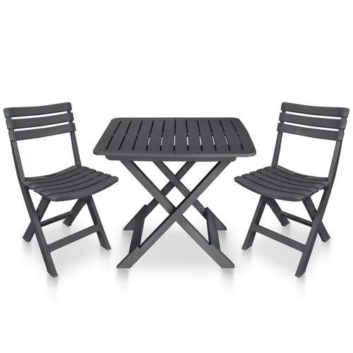 vidaXL 3 Piece Folding Bistro Set Plastic Anthracite by vidaXL