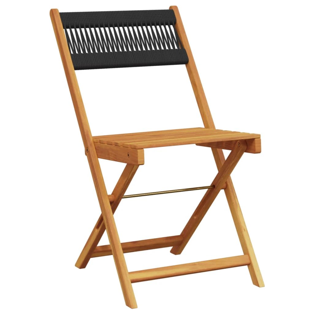 vidaXL Bistro Chairs 2 pcs Black Solid Wood Acacia and Polypropylene by vidaXL