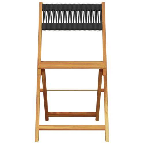 vidaXL Bistro Chairs 2 pcs Black Solid Wood Acacia and Polypropylene by vidaXL
