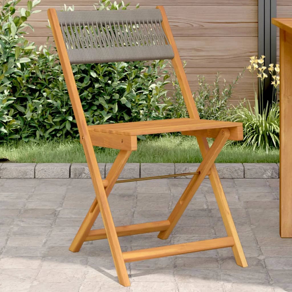 vidaXL Bistro Chairs 2 pcs Black Solid Wood Acacia and Polypropylene by vidaXL
