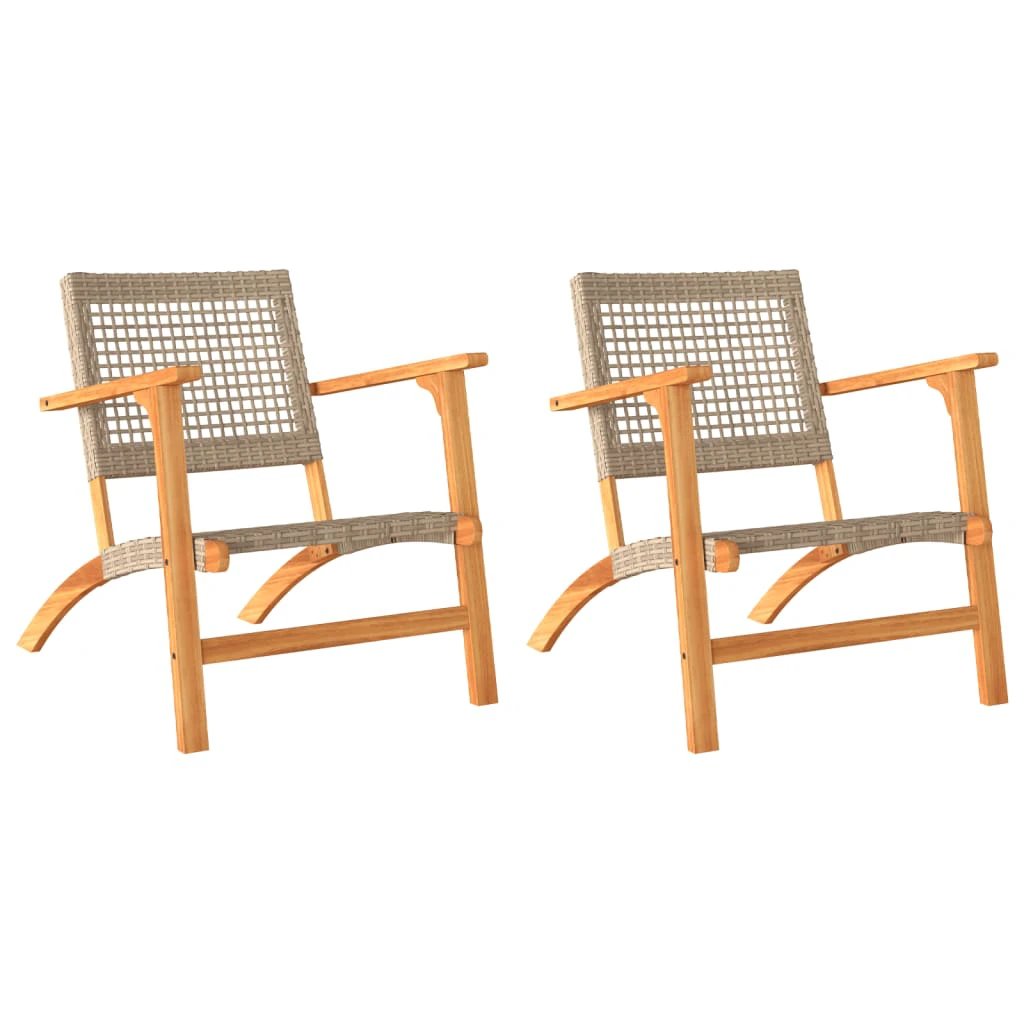 vidaXL 3 Piece Bistro Set Black Poly Rattan and Solid Wood Acacia - Bistro Sets