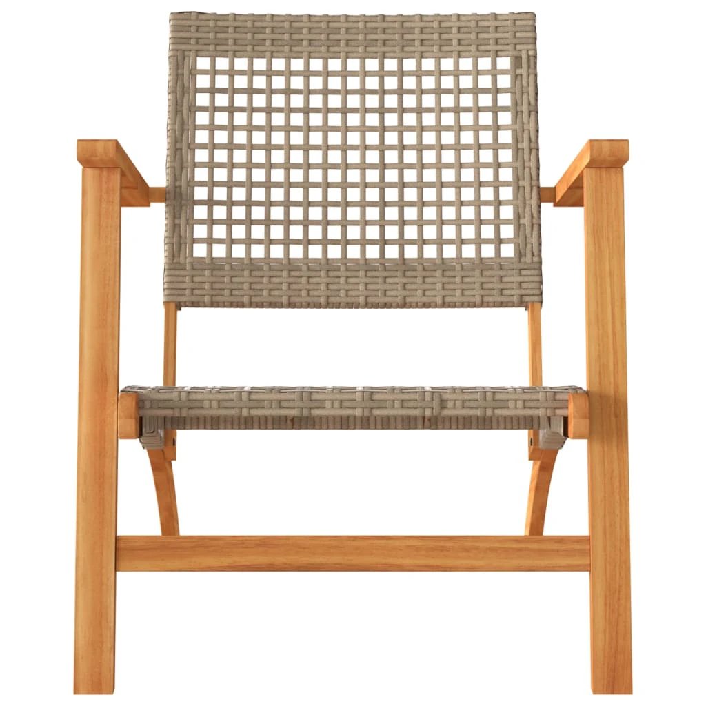 vidaXL 3 Piece Bistro Set Black Poly Rattan and Solid Wood Acacia - Bistro Sets