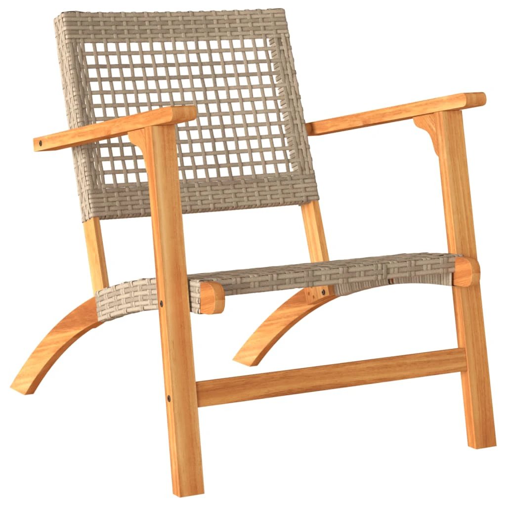vidaXL 3 Piece Bistro Set Black Poly Rattan and Solid Wood Acacia - Bistro Sets