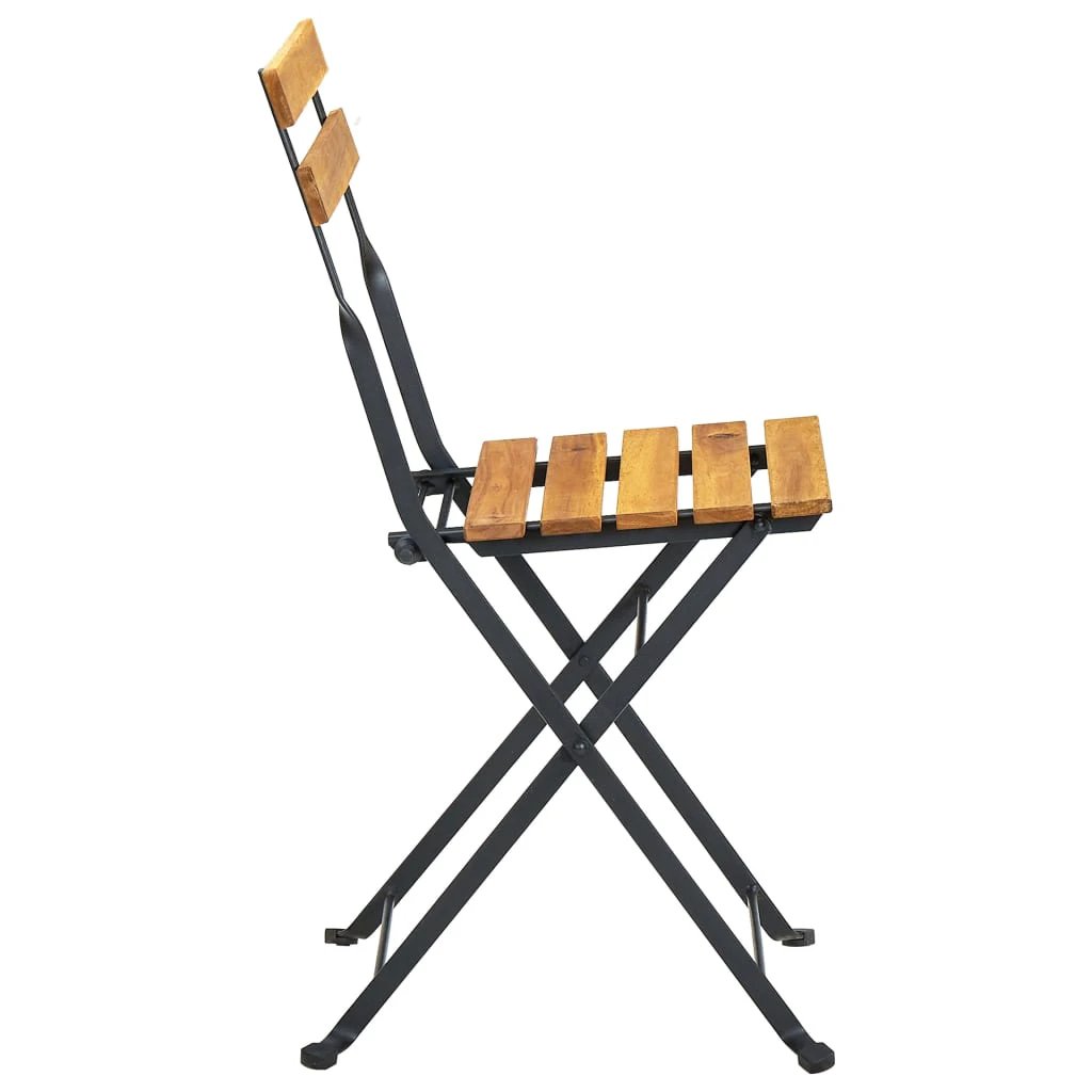 vidaXL Folding Bistro Chairs 2 pcs Solid Wood Acacia and Steel - Bistro Sets