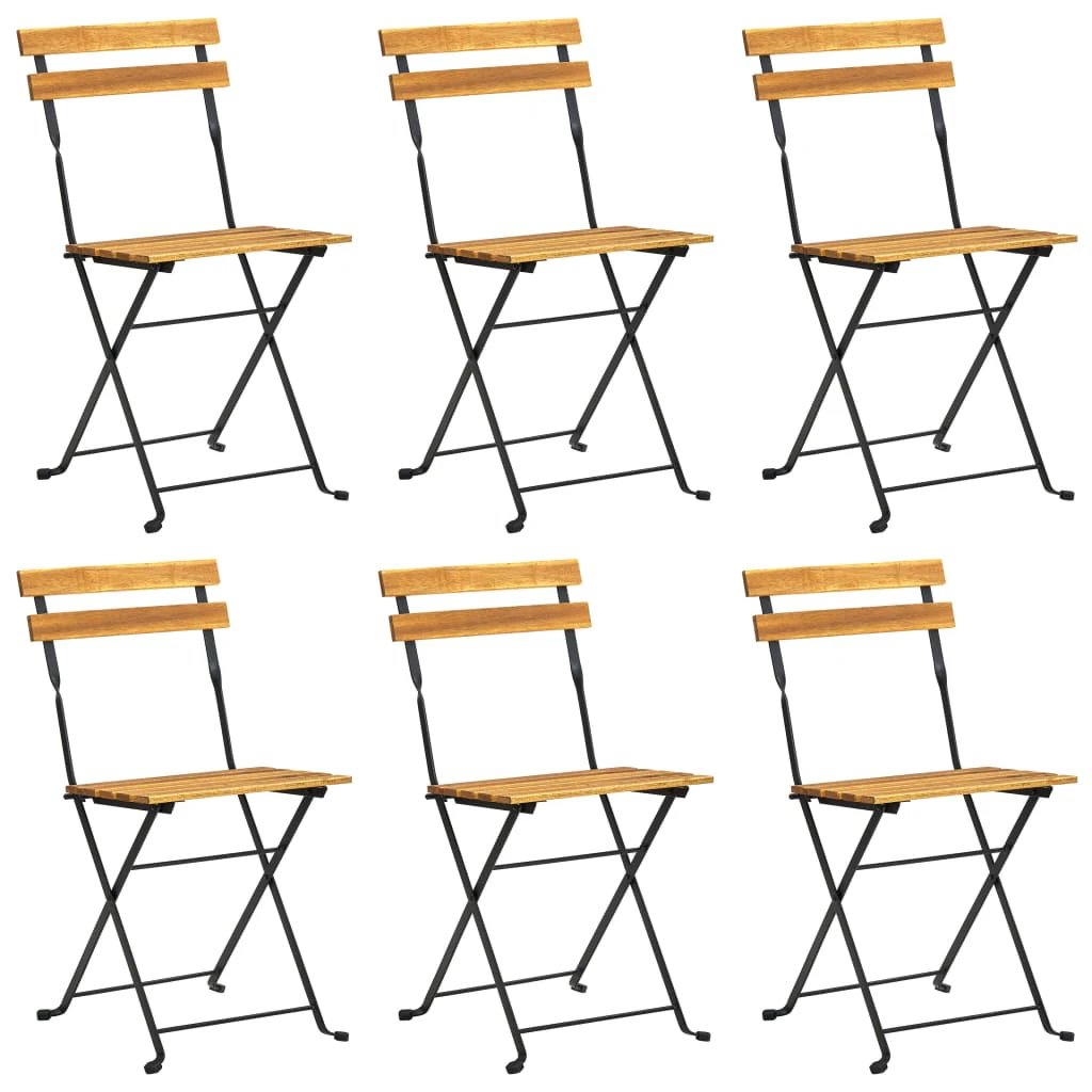 vidaXL Folding Bistro Chairs 2 pcs Solid Wood Acacia and Steel by vidaXL