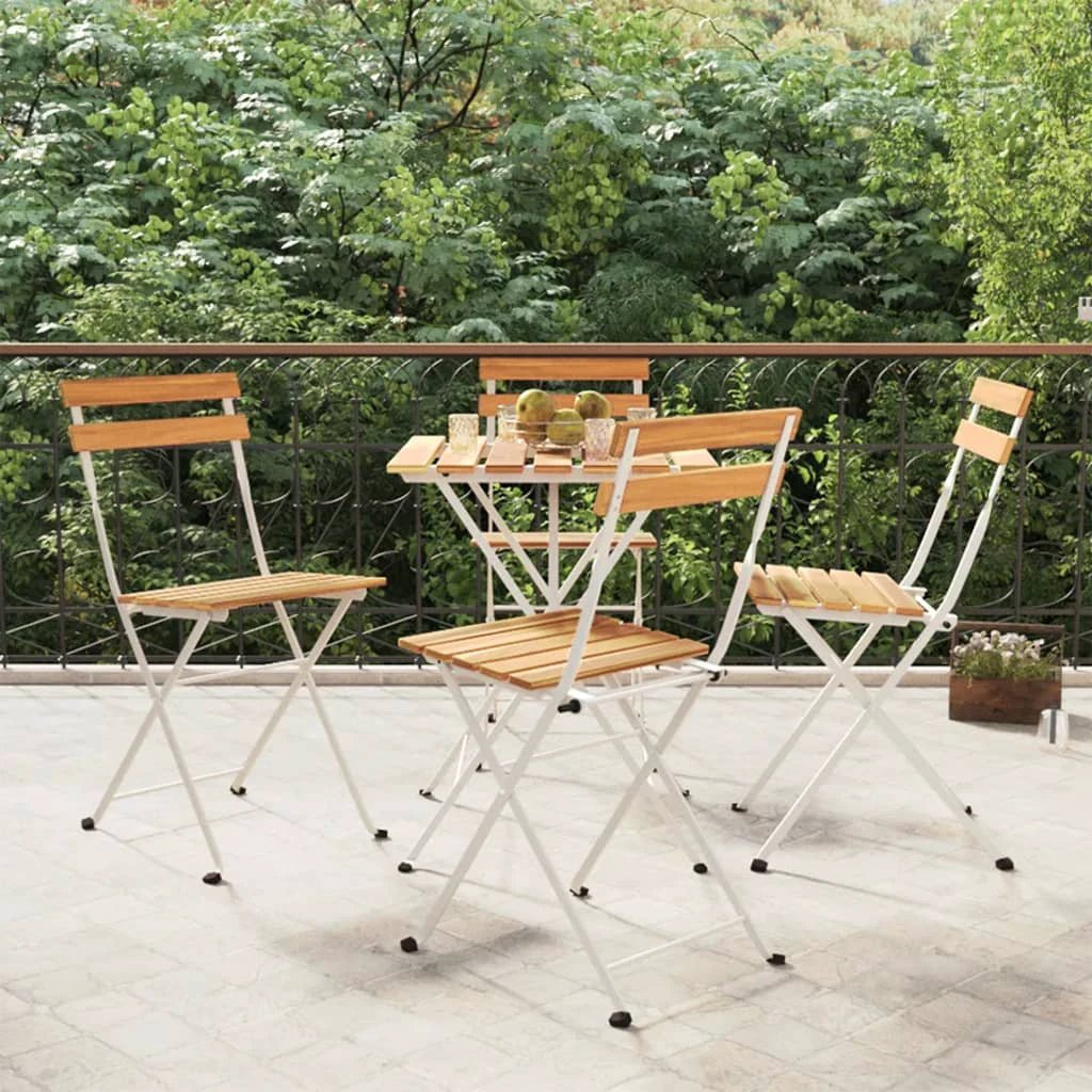 vidaXL Folding Bistro Chairs 2 pcs Solid Wood Acacia and Steel - Bistro Sets