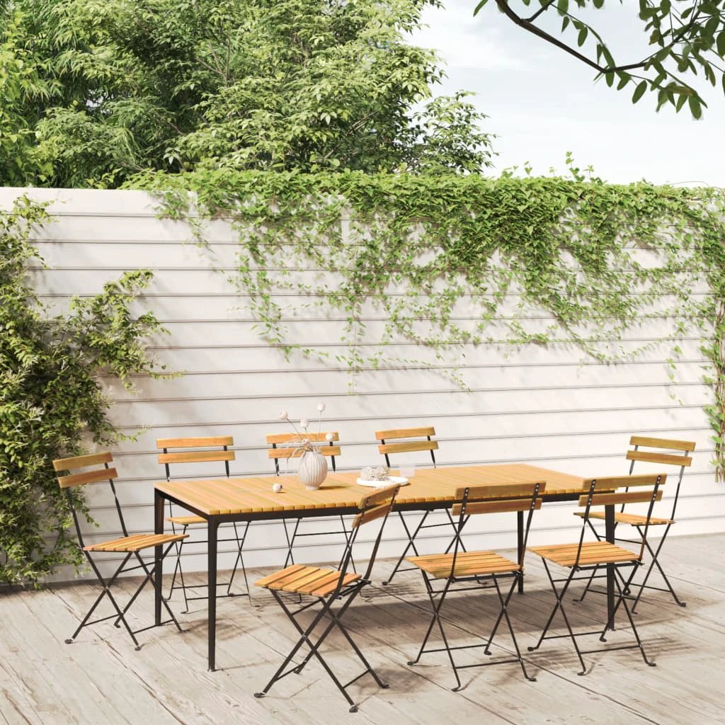 vidaXL Folding Bistro Chairs 2 pcs Solid Wood Acacia and Steel by vidaXL