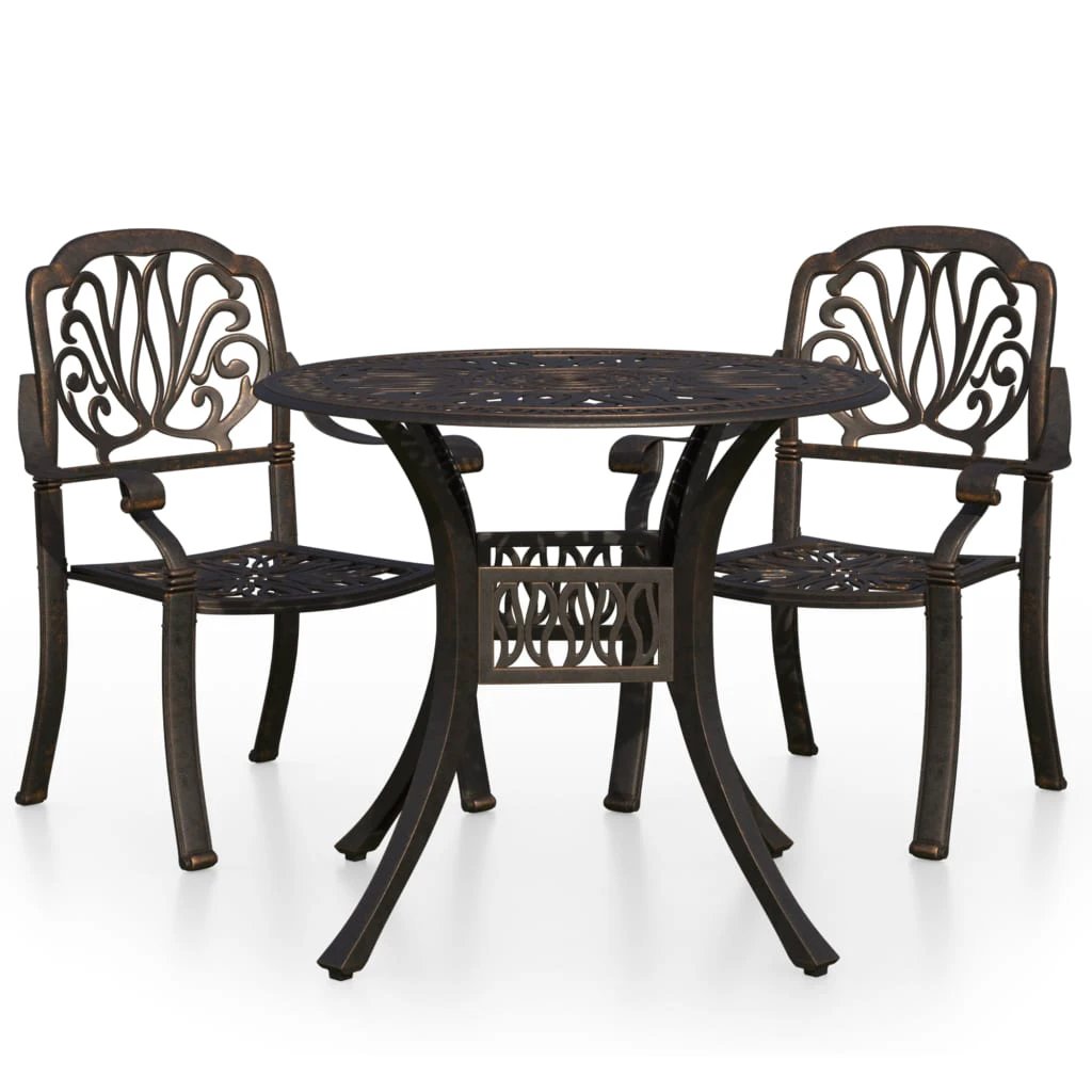 vidaXL vidaXL 3 Piece Bistro Set Cast Aluminium Bronze - Bistro Sets