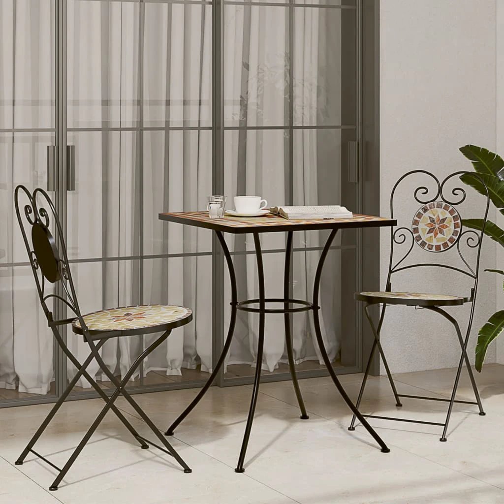 vidaXL Mosaic Bistro Table Terracotta 60 cm Ceramic - Bistro Sets
