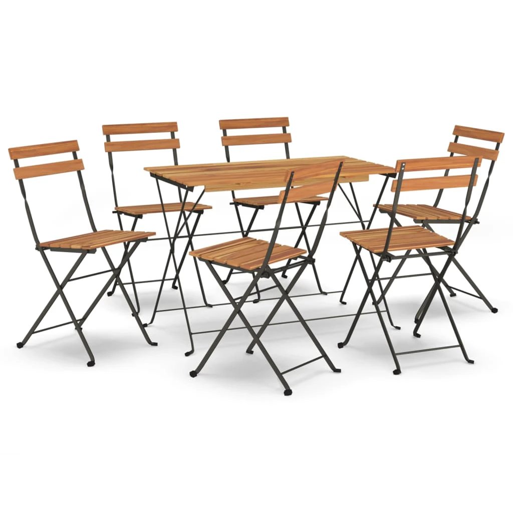 vidaXL vidaXL 5 Piece Folding Bistro Set Solid Wood Acacia and Steel - Bistro Sets