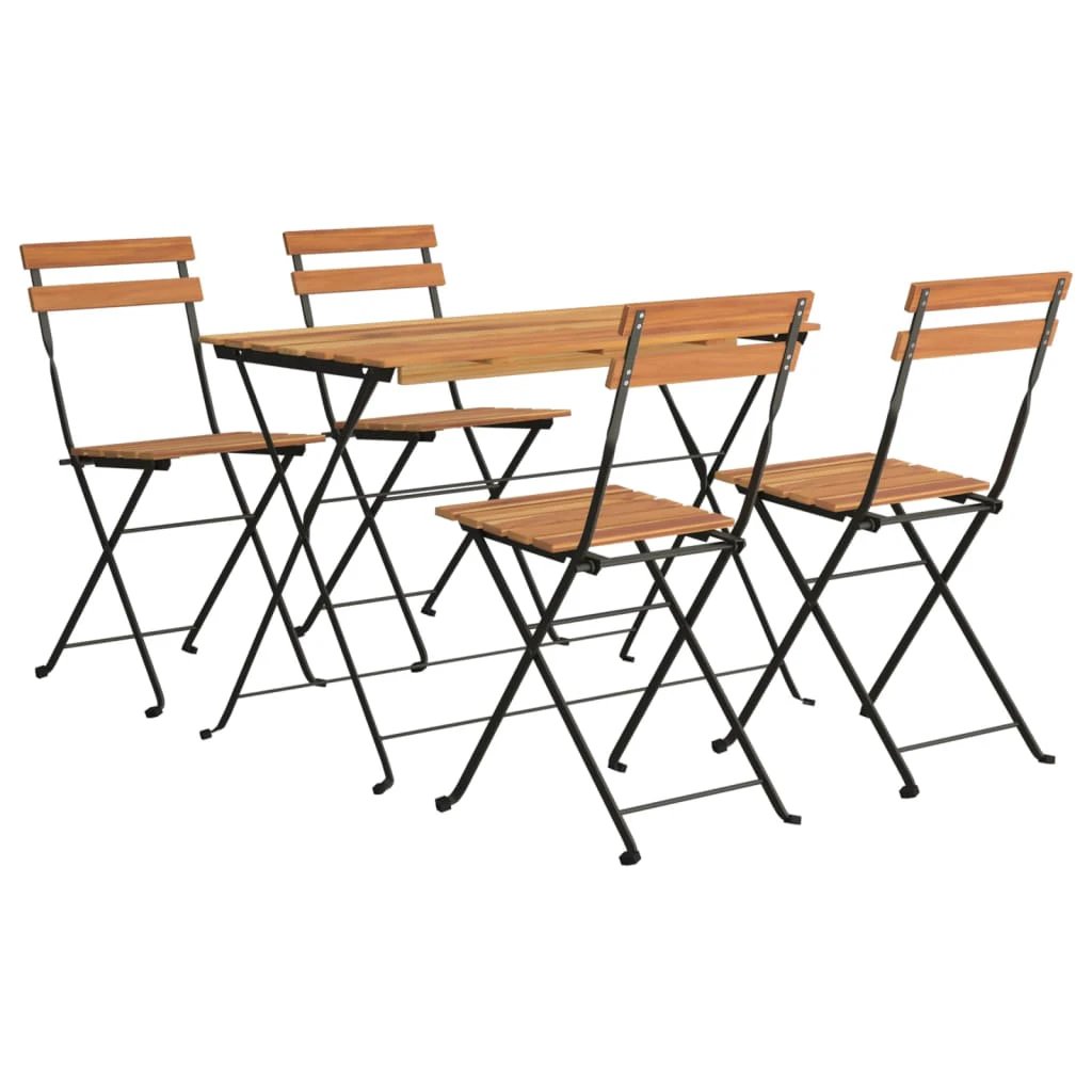 vidaXL vidaXL 5 Piece Folding Bistro Set Solid Wood Acacia and Steel - Bistro Sets
