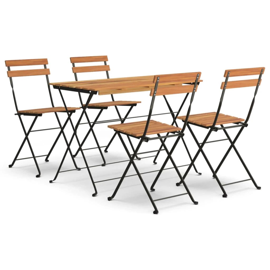 vidaXL vidaXL 5 Piece Folding Bistro Set Solid Wood Acacia and Steel - Bistro Sets