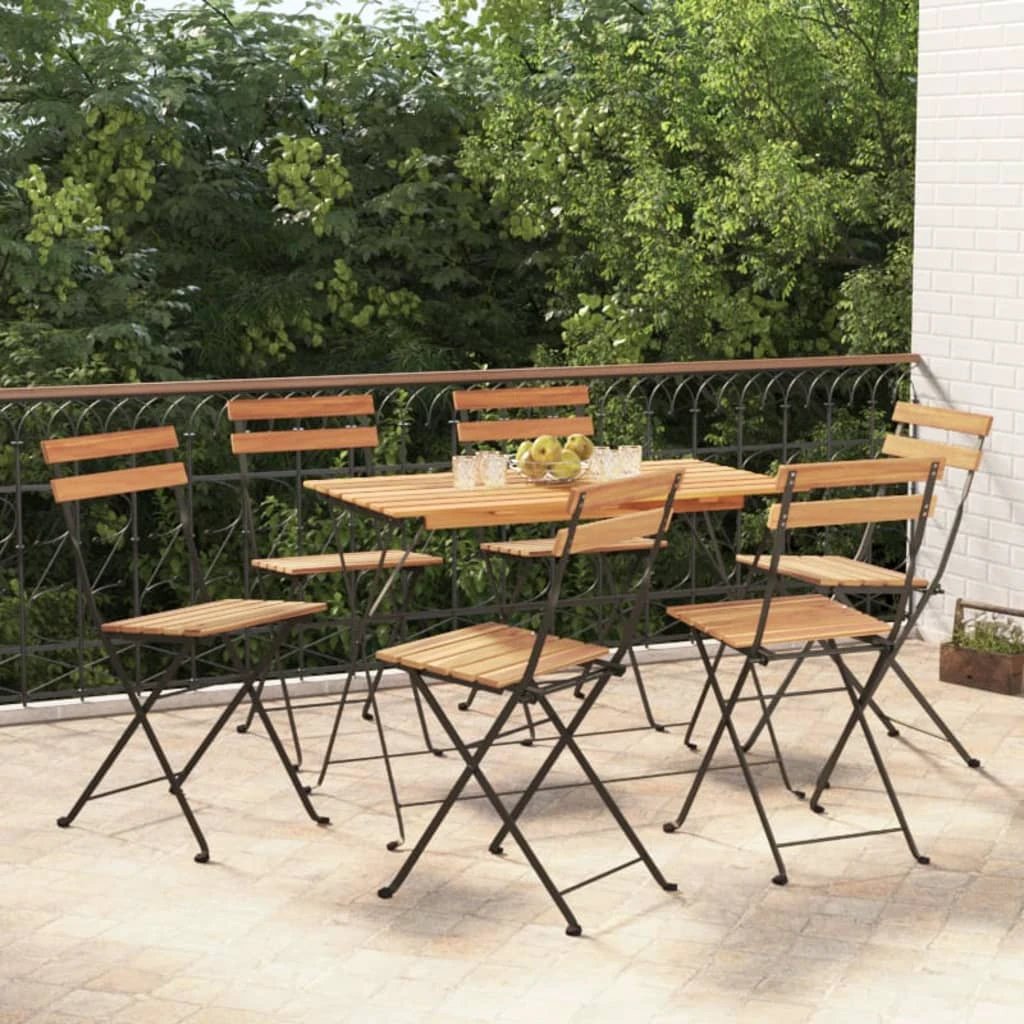 vidaXL vidaXL 5 Piece Folding Bistro Set Solid Wood Acacia and Steel - Bistro Sets