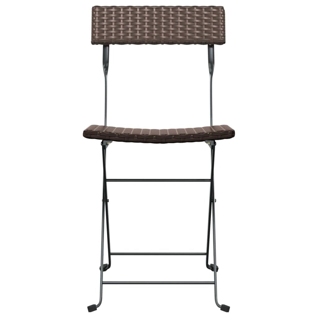 vidaXL Folding Bistro Chairs 2 pcs Black Poly Rattan and Steel - Bistro Sets