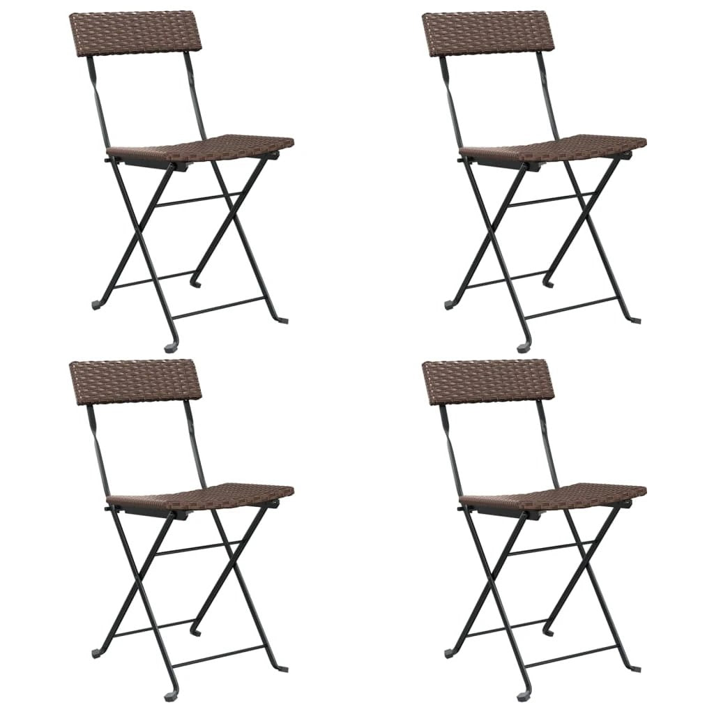 vidaXL Folding Bistro Chairs 2 pcs Black Poly Rattan and Steel by vidaXL