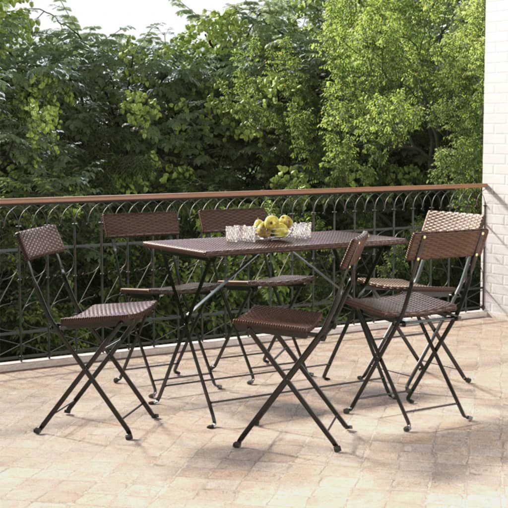 vidaXL Folding Bistro Chairs 2 pcs Black Poly Rattan and Steel by vidaXL