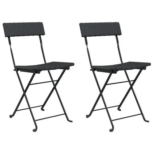vidaXL Folding Bistro Chairs 2 pcs Black Poly Rattan and Steel by vidaXL