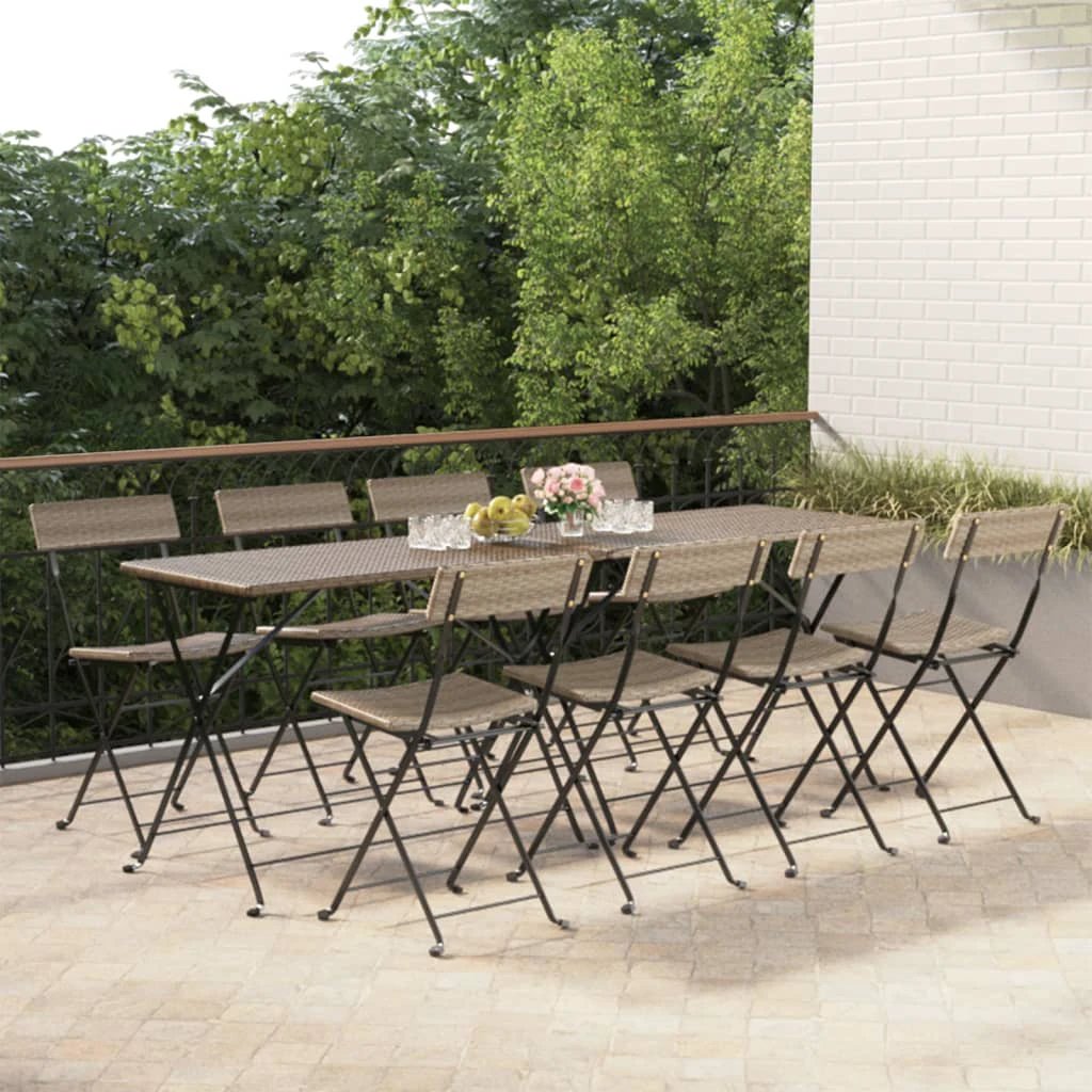 vidaXL Folding Bistro Chairs 2 pcs Black Poly Rattan and Steel by vidaXL